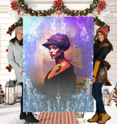 Floral Oasis Beyond Style Sherpa Blanket with elegant floral design.